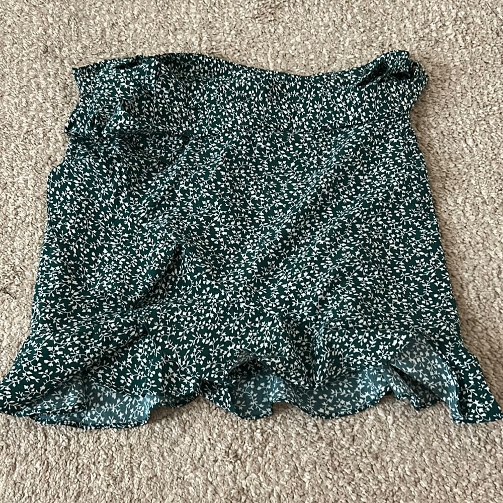 green floral wrap skirt